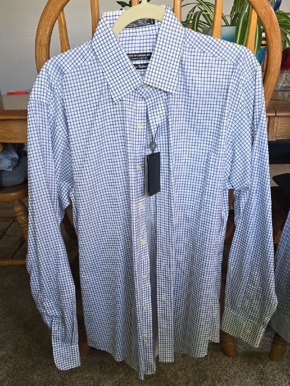 Men's Checked Dress Shirt in Blue and White - Tailored Classic